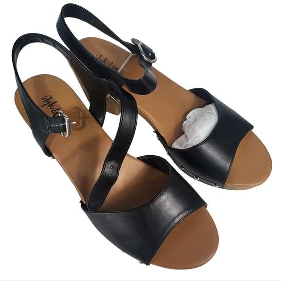 Style & Co Anddreas Platform Block-heel Sandals Black 10.5 - Picture 7 of 8